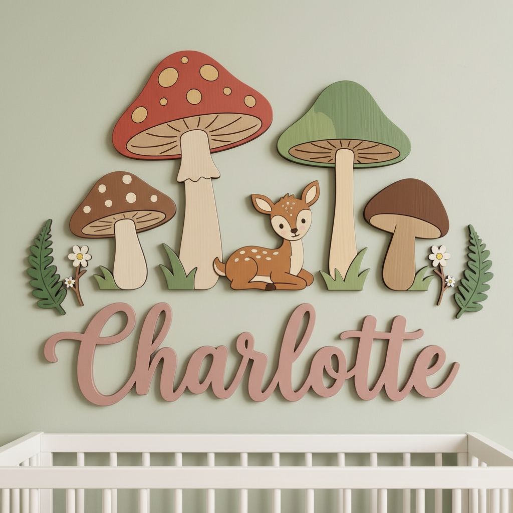 Personalized Wooden Nursery Name Sign – Cute Animal Themes