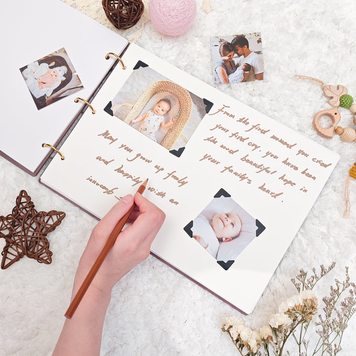 Personalized Wooden Baby Photo Album – Baby’s Name & Birth Information Engraved