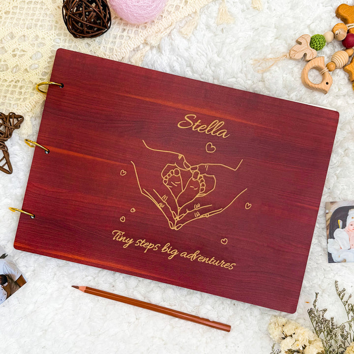 Personalized Wooden Baby Photo Album – Engraved with Baby’s Name