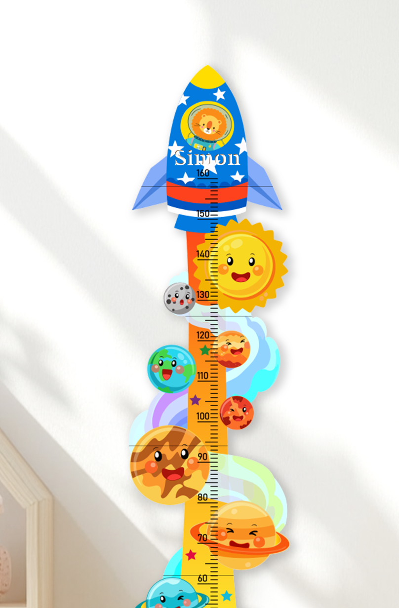 Personalized Wooden Space Rocket Growth Chart for Kids