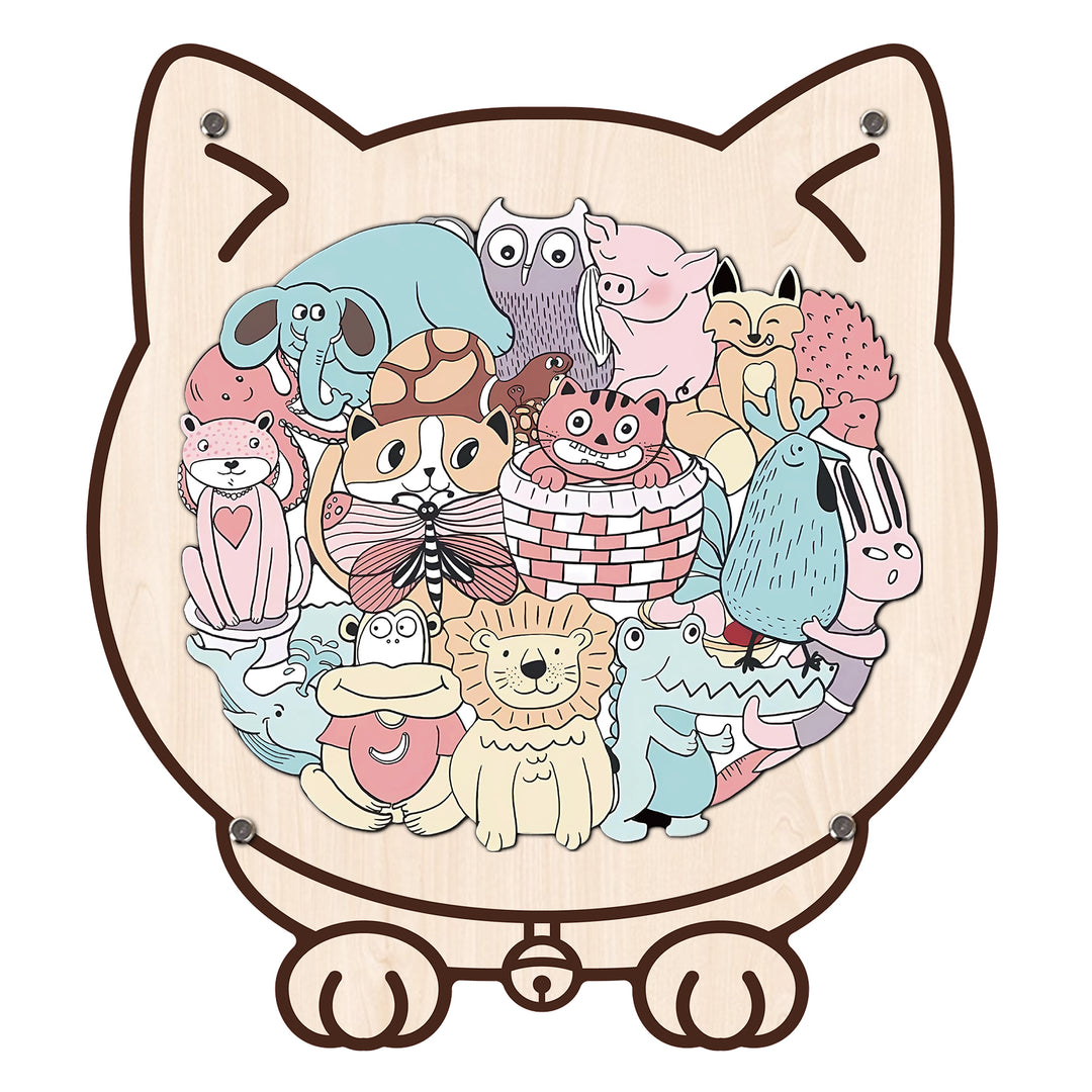 Wooden Kids Jigsaw Puzzle Cat Shaped Montessori Puzzle