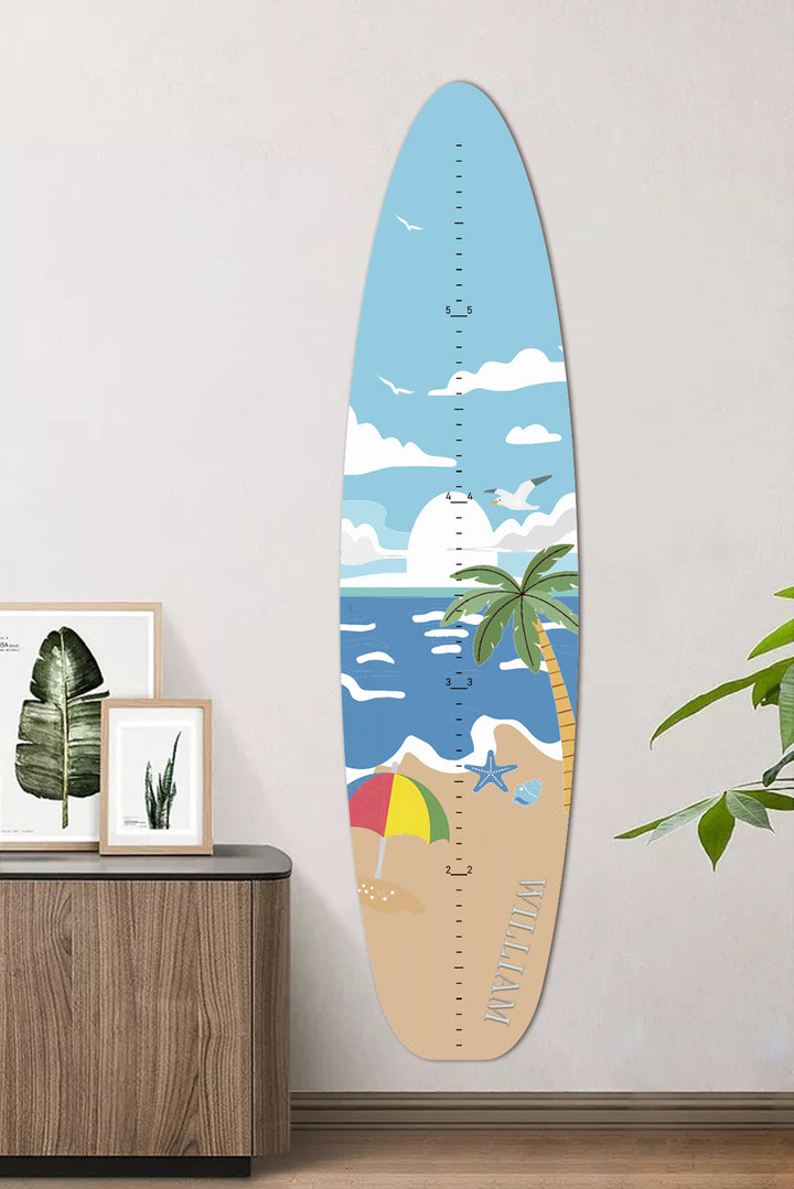 Personalized Wooden Surfboard Growth Chart Ruler