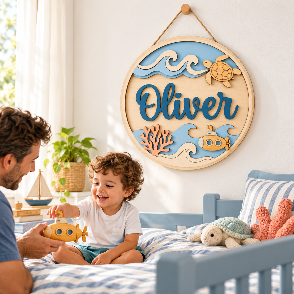Personalized Kids Name Sign for Door & Wall Woodemon