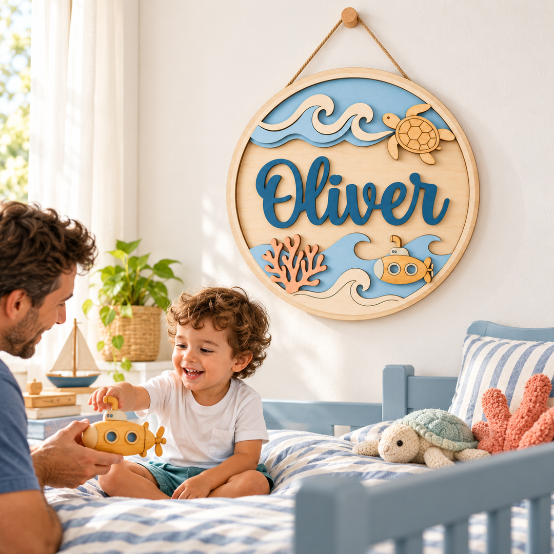 Personalized Kids Name Sign for Door & Wall Woodemon