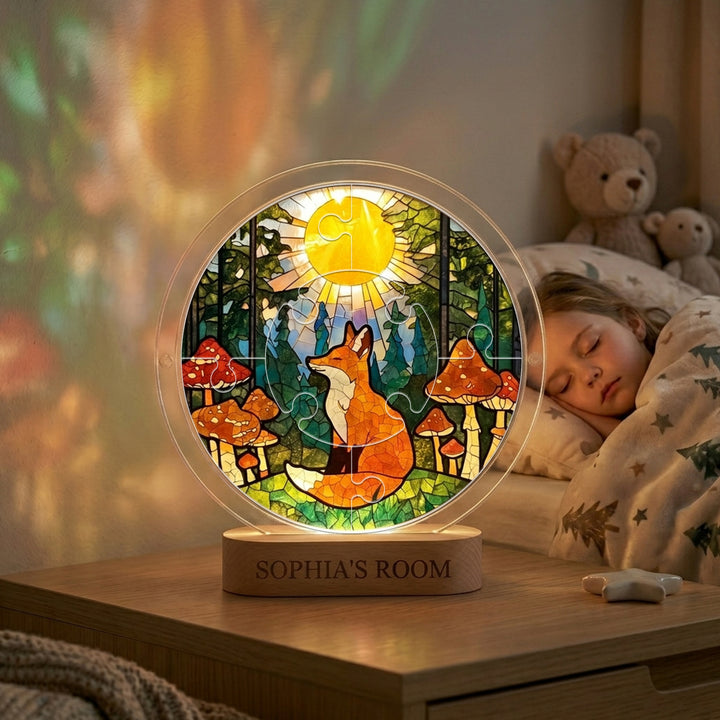 Personalized Fox Suncatcher Puzzle Night Light