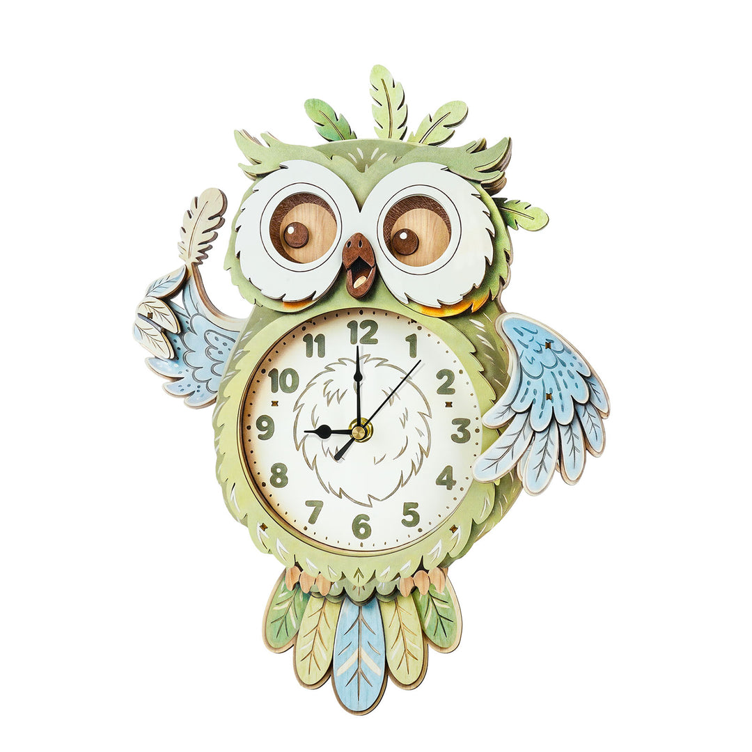Owl Wooden Clock DIY 3D Puzzle for Kids Animal Learning Clock Woodemon