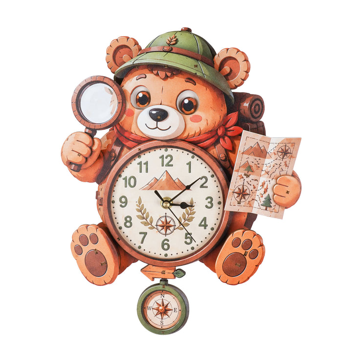 Bear Wooden Clock DIY 3D Puzzle for Kids Animal Learning Clock Woodemon