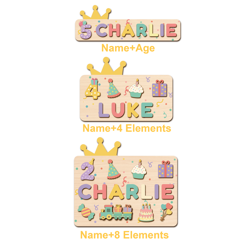 Personalized Birthday Name Puzzle for Kids Woodemon