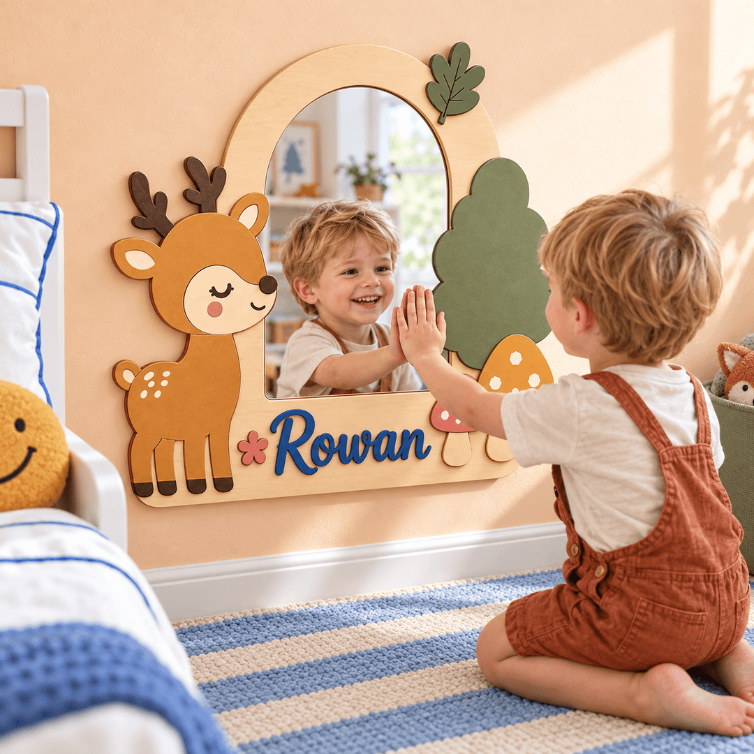 Personalized Animal Nursery Mirror for Baby Woodemon