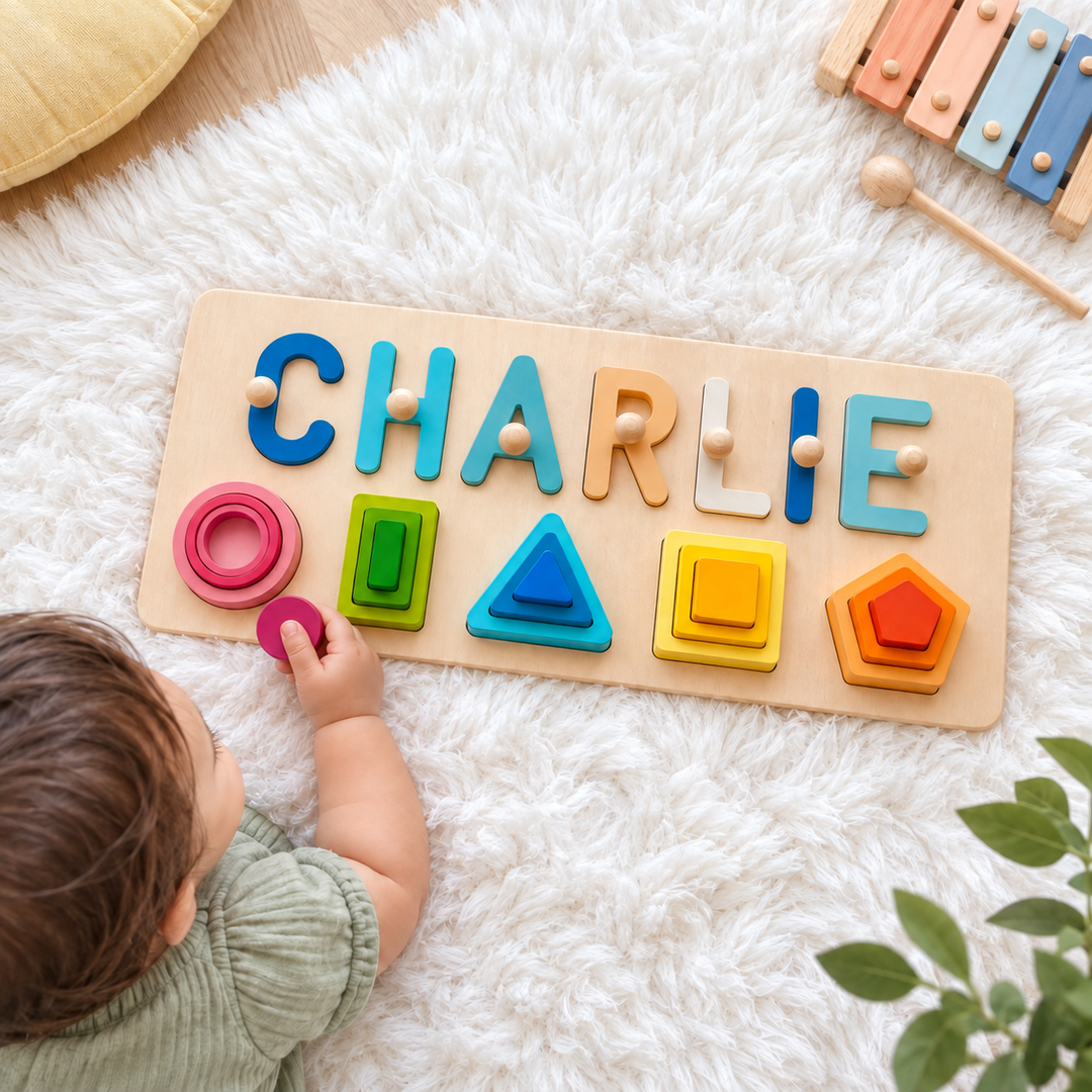 Personalized Wooden Baby Name Stacking Toy Woodemon