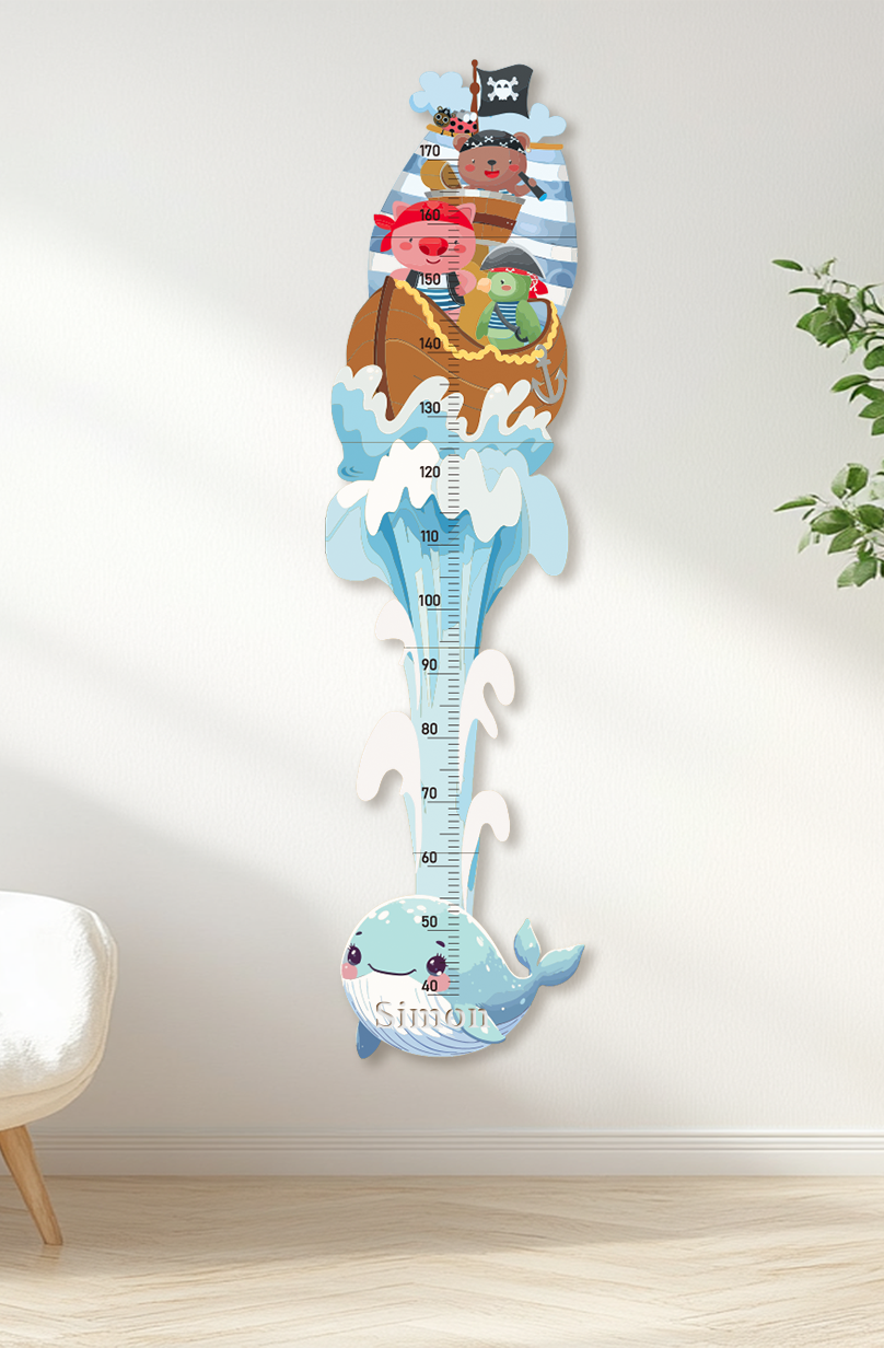 Personalized Wooden Pirate Adventure Growth Chart for Kids