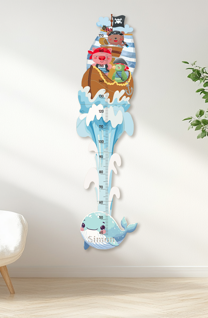 Personalized Wooden Pirate Adventure Growth Chart for Kids