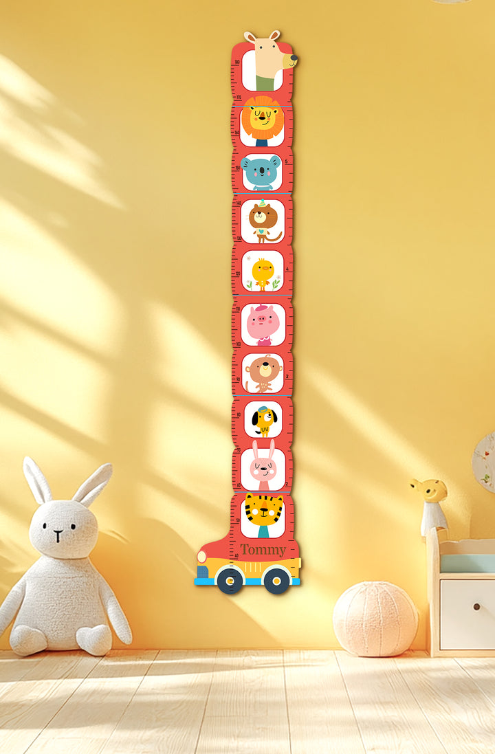Personalized Wooden Safari Animal Growth Chart for Kids Woodemon