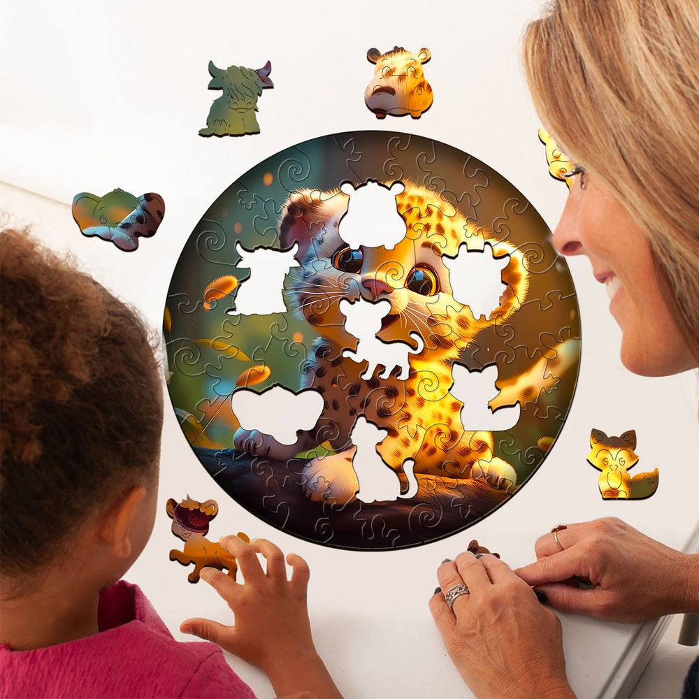 Kids Early Learning Wooden Leopard Puzzle