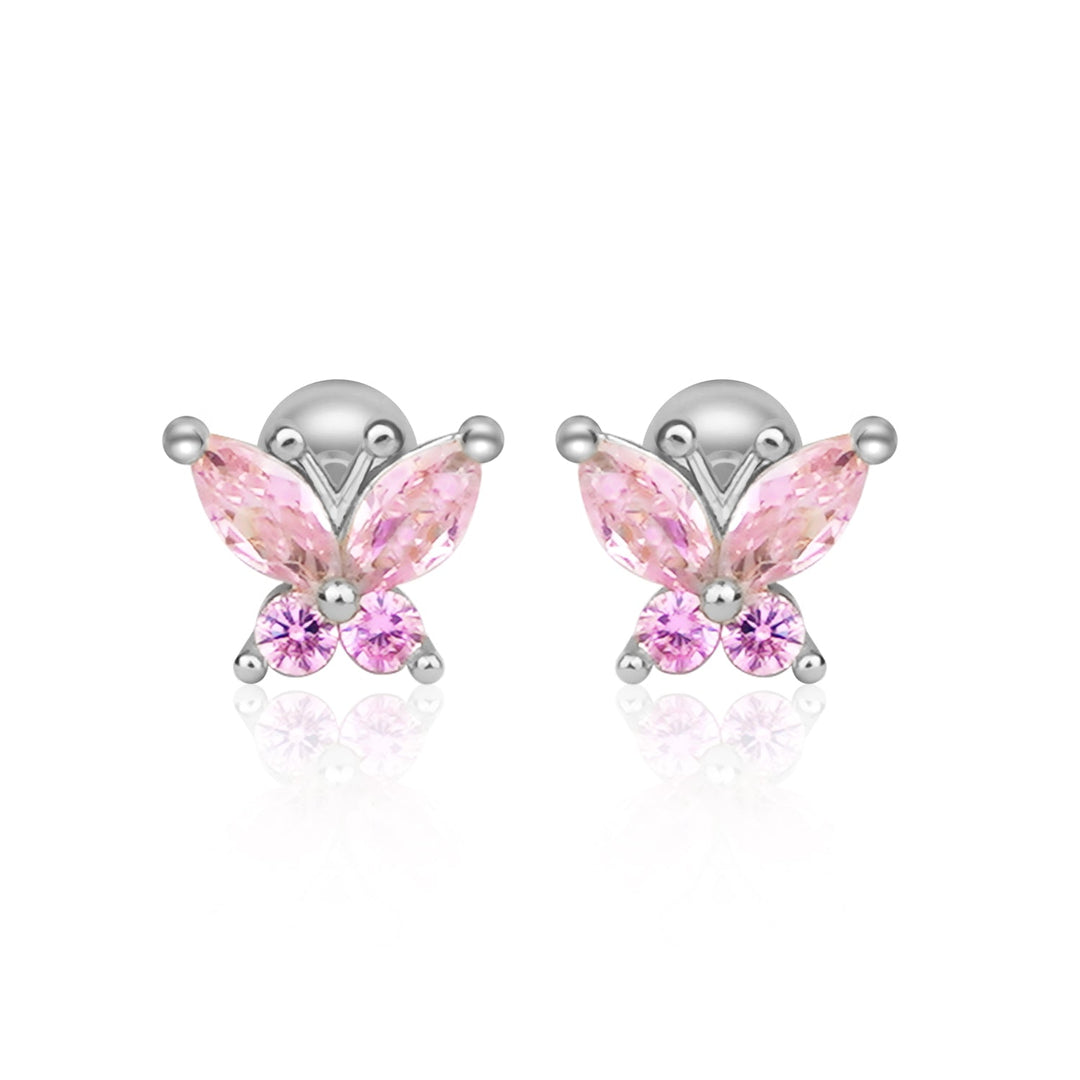 Sterling Silver Kids Crystal Butterfly Earrings