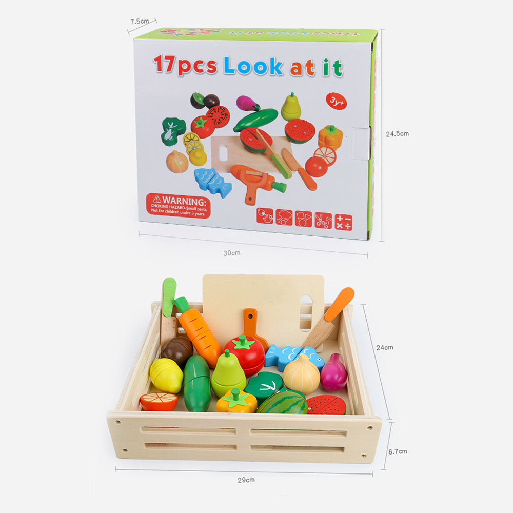Wooden Simulation of Fruit and Vegetables Cutting Fun