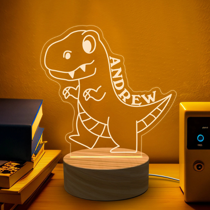 Personalized Dinosaur Night Light Room Decor Gifts for Kids