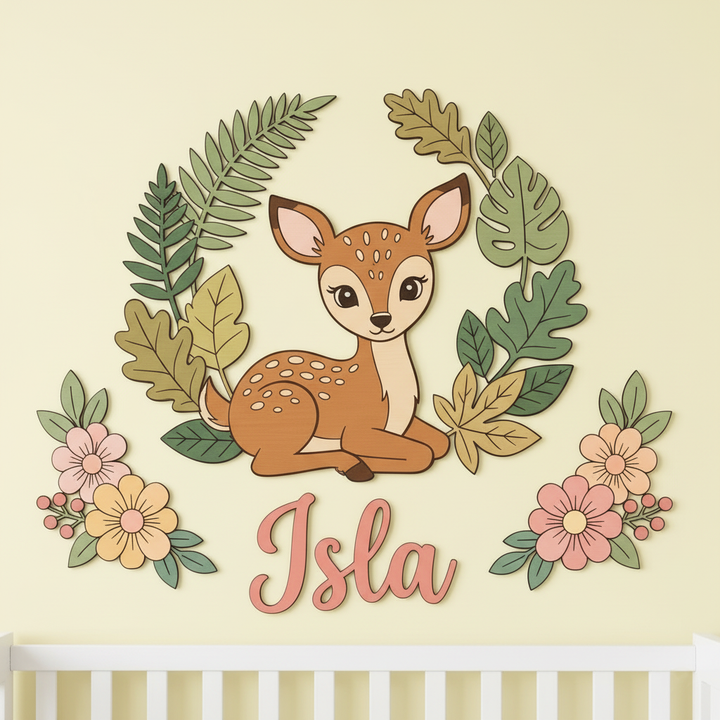Personalized Wooden Nursery Name Sign – Cute Animal Themes