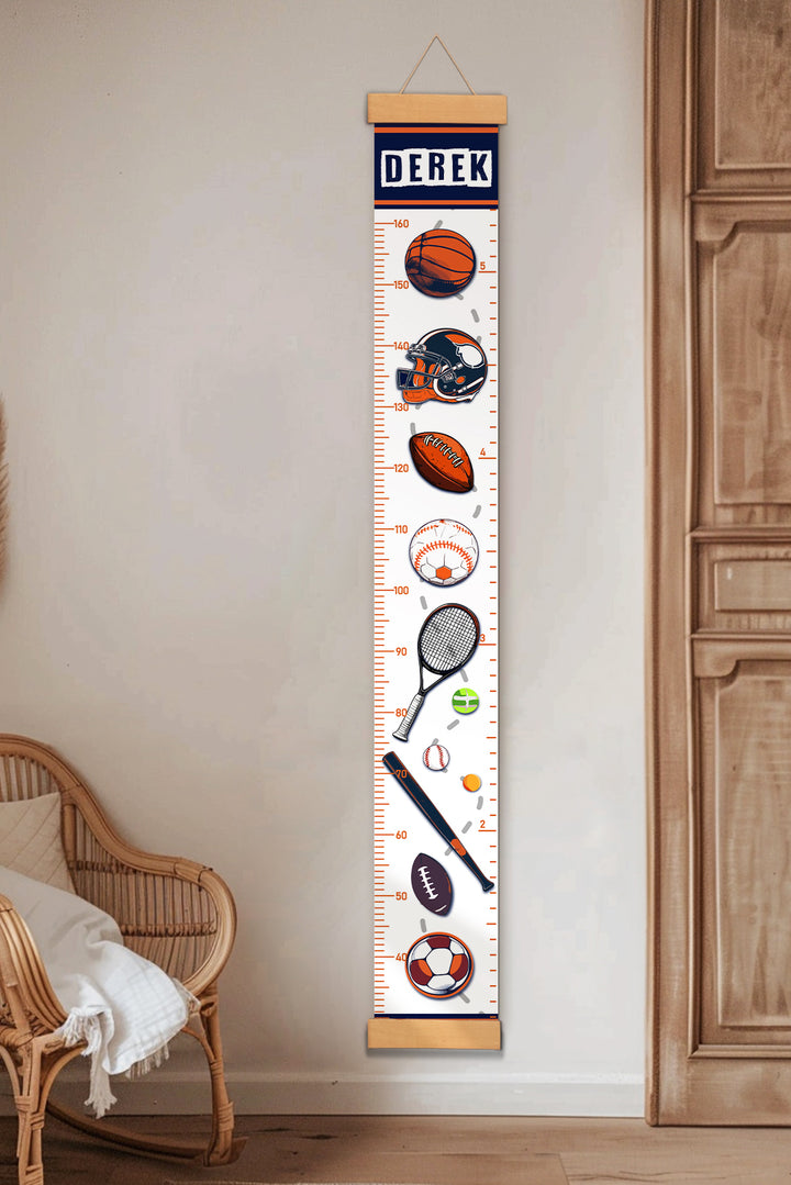 Personalized Sports Theme Hanging Canvas Height Ruler