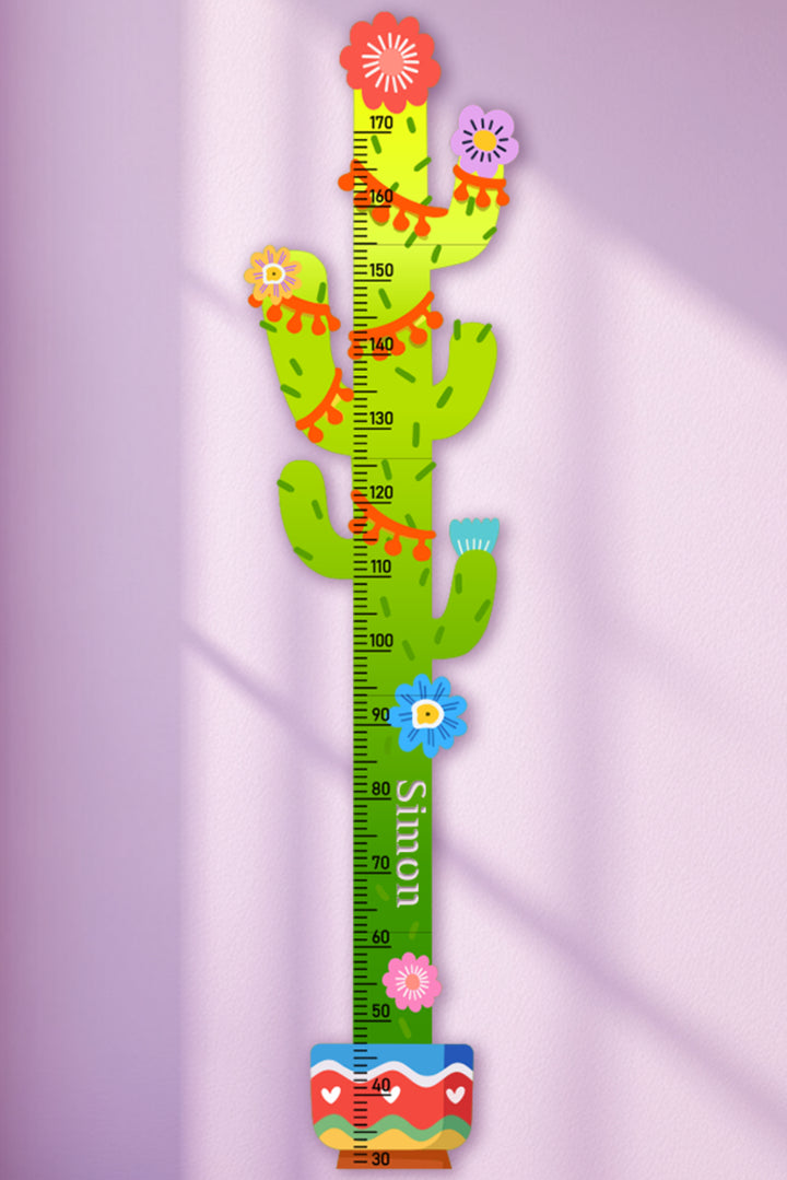 Personalized Cactus Wooden Growth Chart for Kids