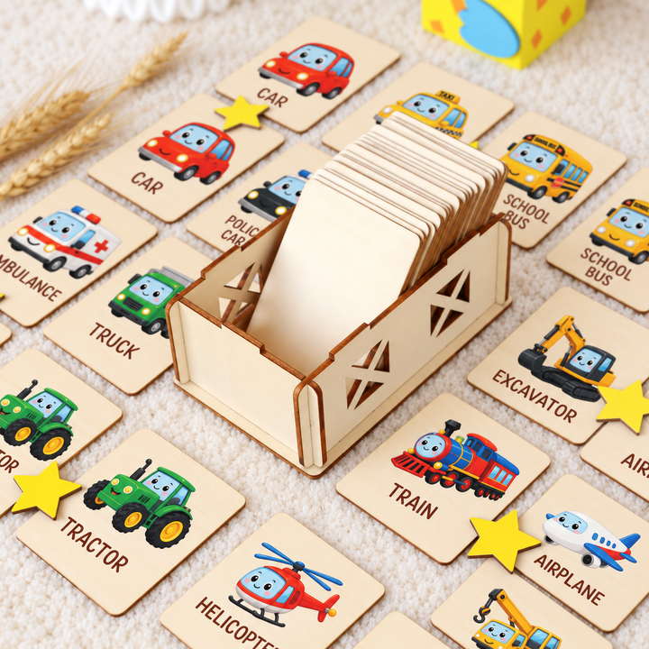 Personalized Wooden Traffic Memory Matching Game for Kids Woodemon