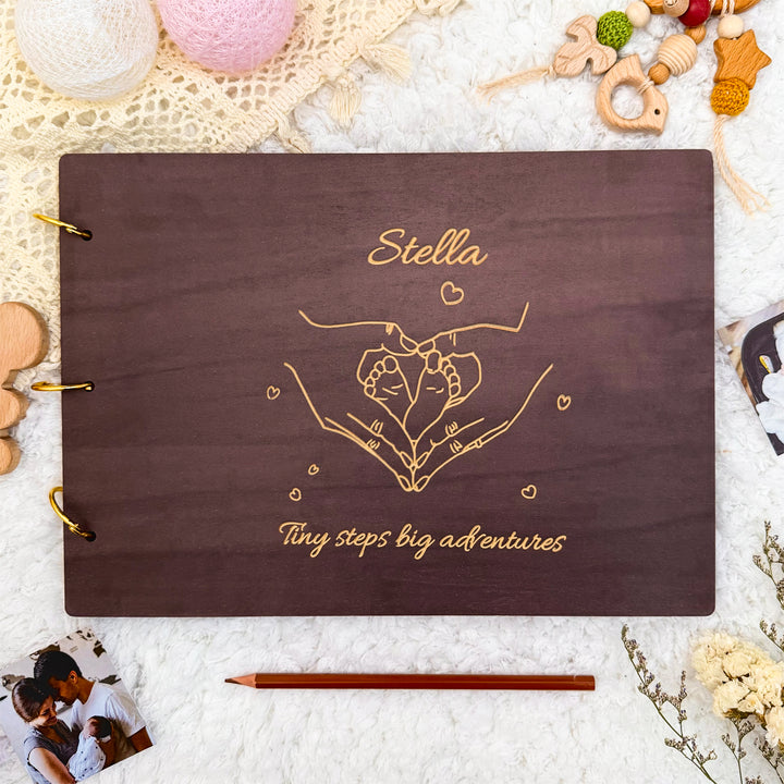 Personalized Wooden Baby Photo Album – Engraved with Baby’s Name