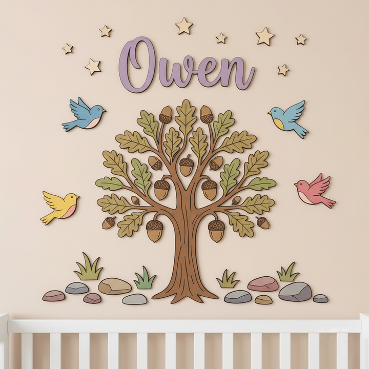 Personalized Wooden Nursery Name Sign – Cute Animal Themes