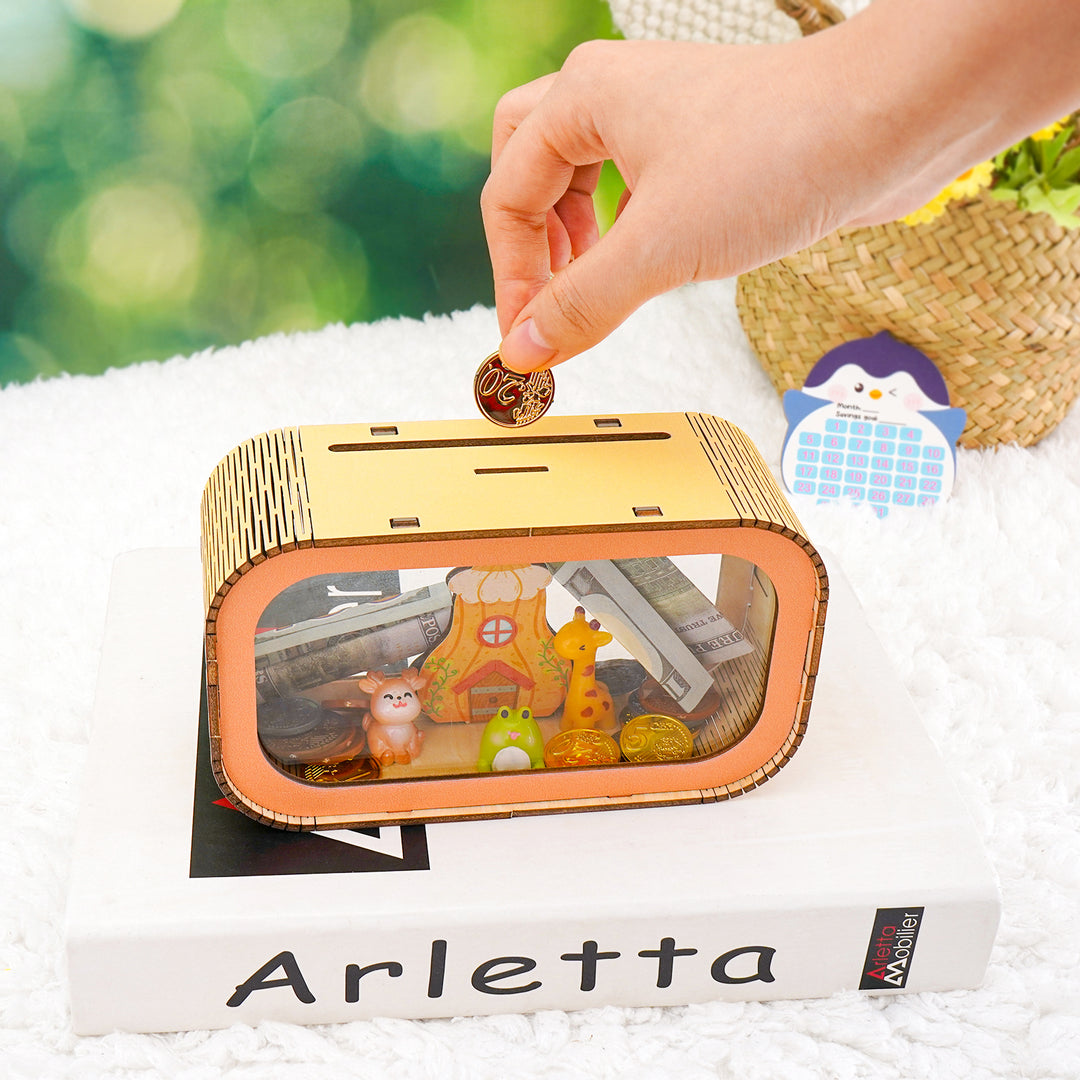 Personalized Wooden Piggy Bank for Kids