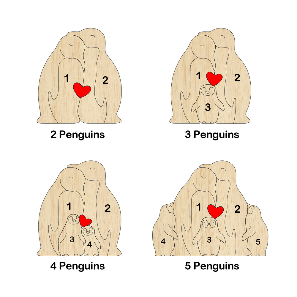 Personalized Family Name Puzzle Decor - Penguins