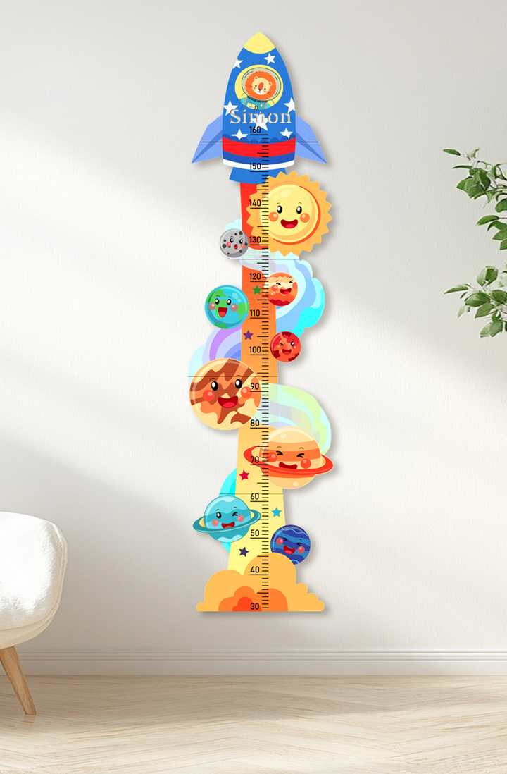 Personalized Wooden Space Rocket Growth Chart for Kids