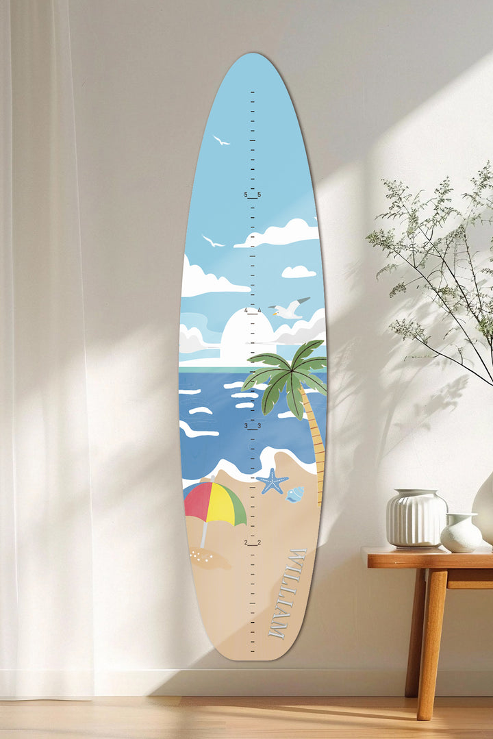 Personalized Wooden Surfboard Growth Chart Ruler