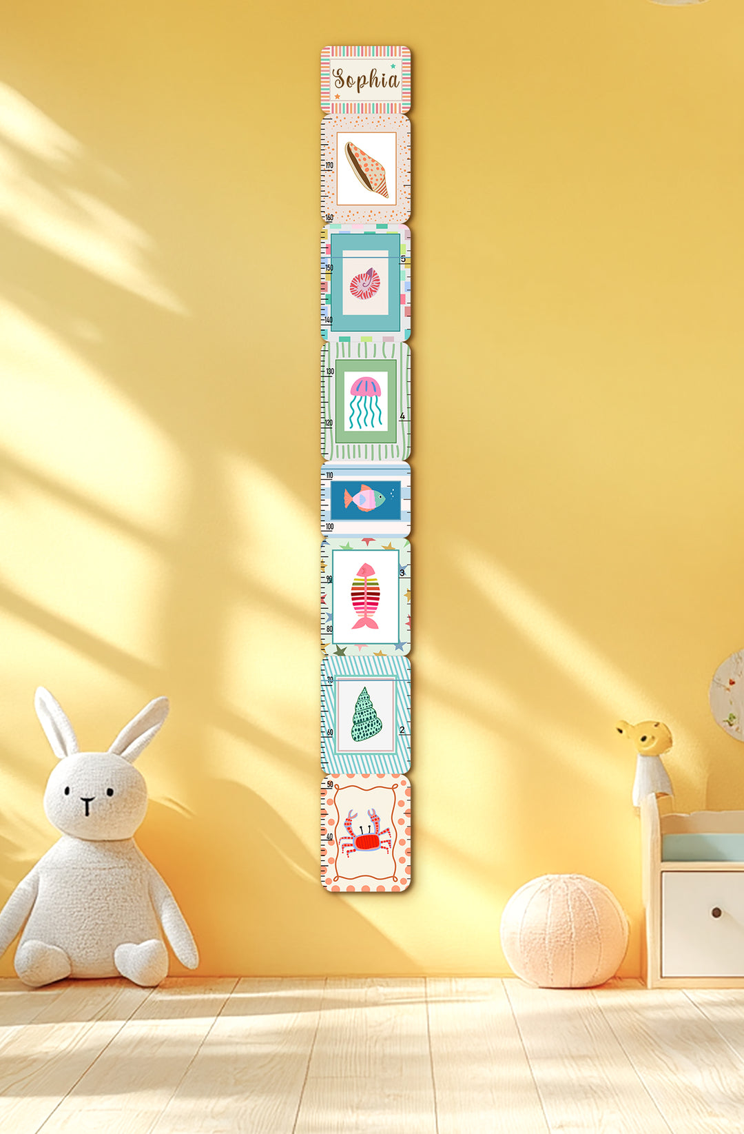 Personalized Wooden Sea Animal Growth Chart for Kids Woodemon