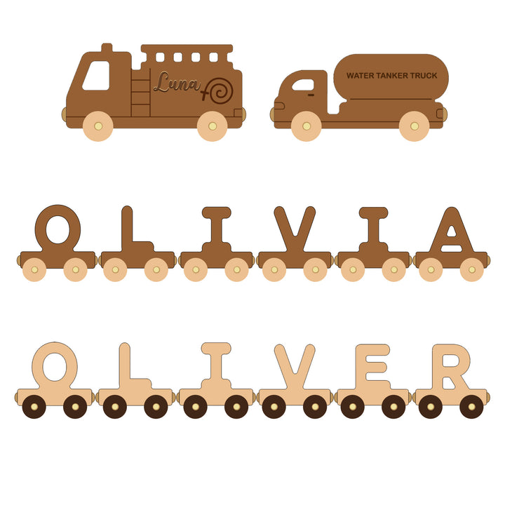 Personalisierte Holzlokomotive mit Kindername