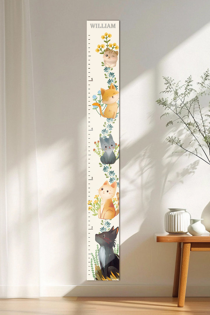 Personalized Wooden Cat Growth Chart Ruler