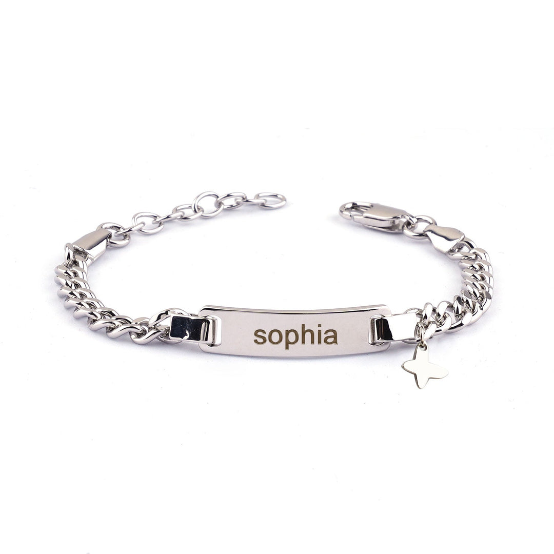 Silver Personalized Baby Name Bracelet with Butterfly Charm