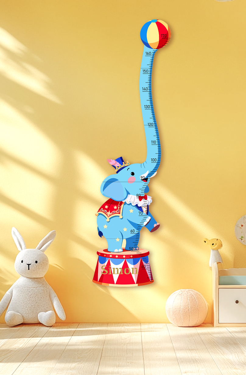 Personalized Wooden Circus Elephant Growth Chart for Kids