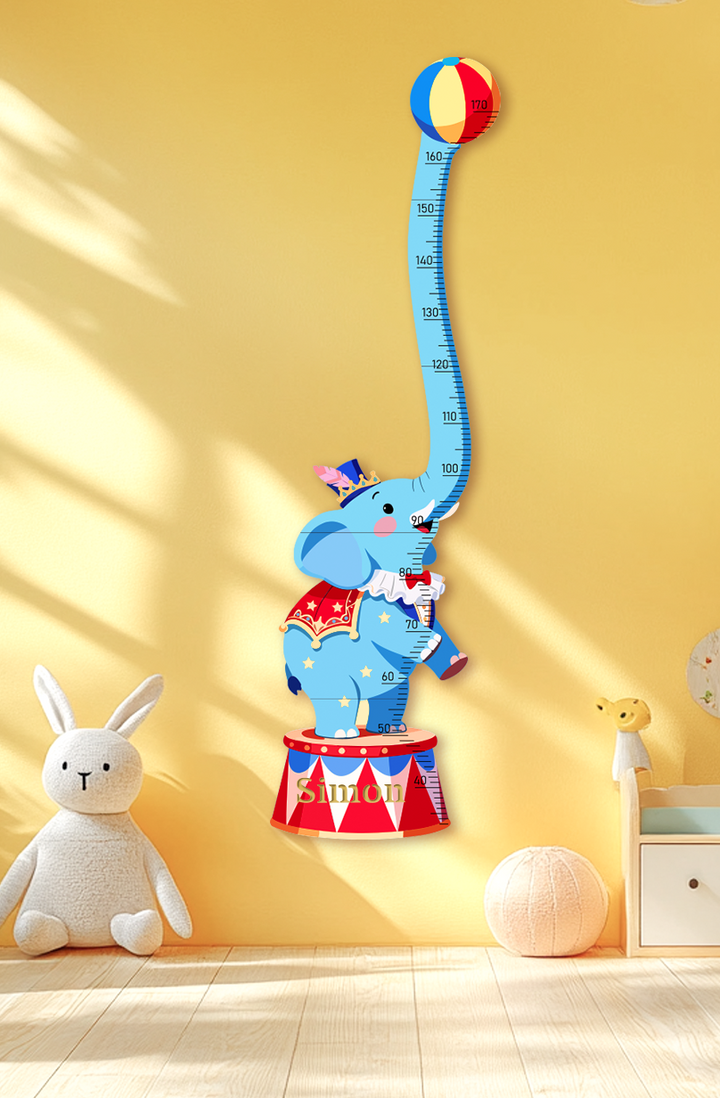 Personalized Wooden Circus Elephant Growth Chart for Kids