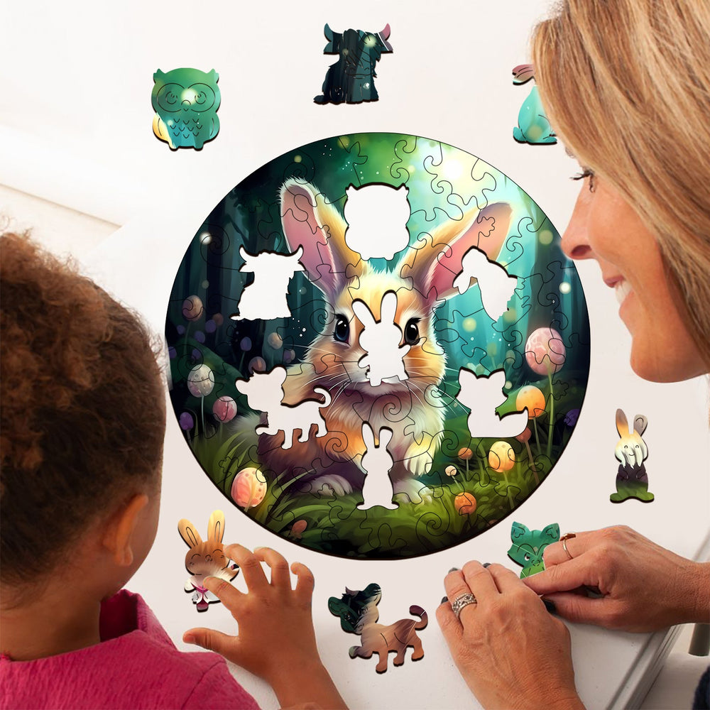Kids Early Learning Wooden Rabbit Puzzle