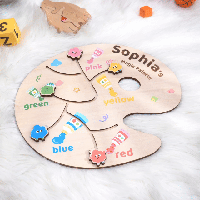 Personalized Montessori Sliding Color Matching Toy Woodemon