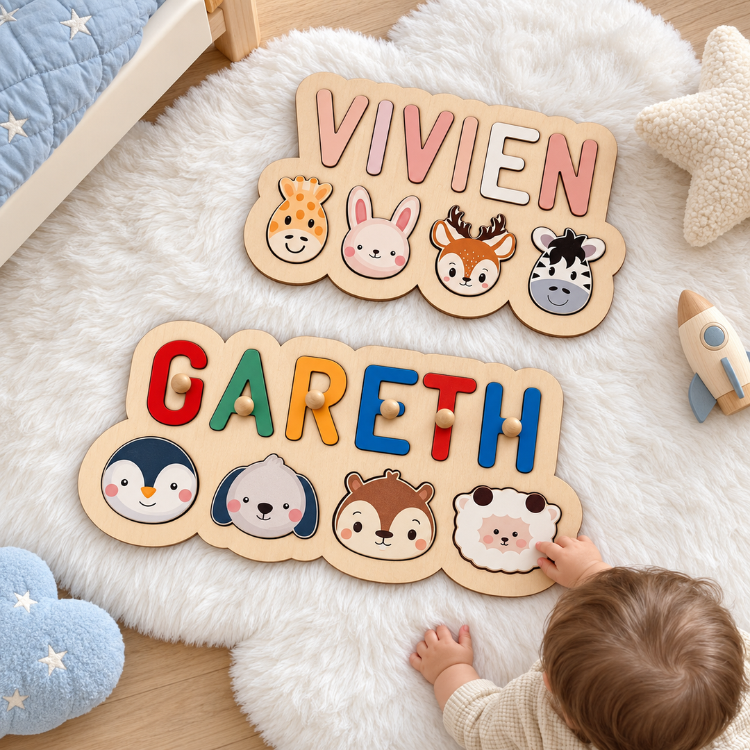 Personalized Wooden Baby Name Puzzle - Outlines woodemon