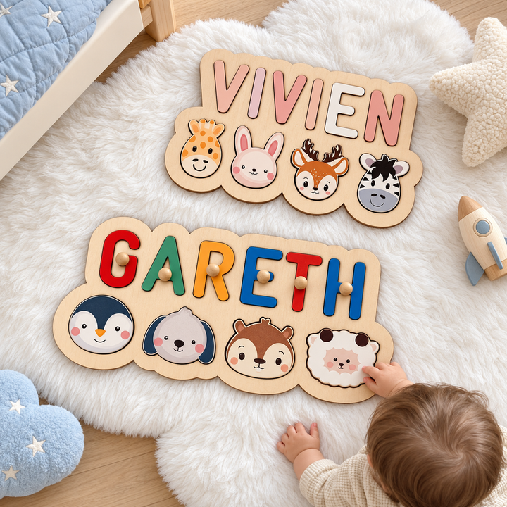 Personalized Wooden Baby Name Puzzle - Outlines woodemon