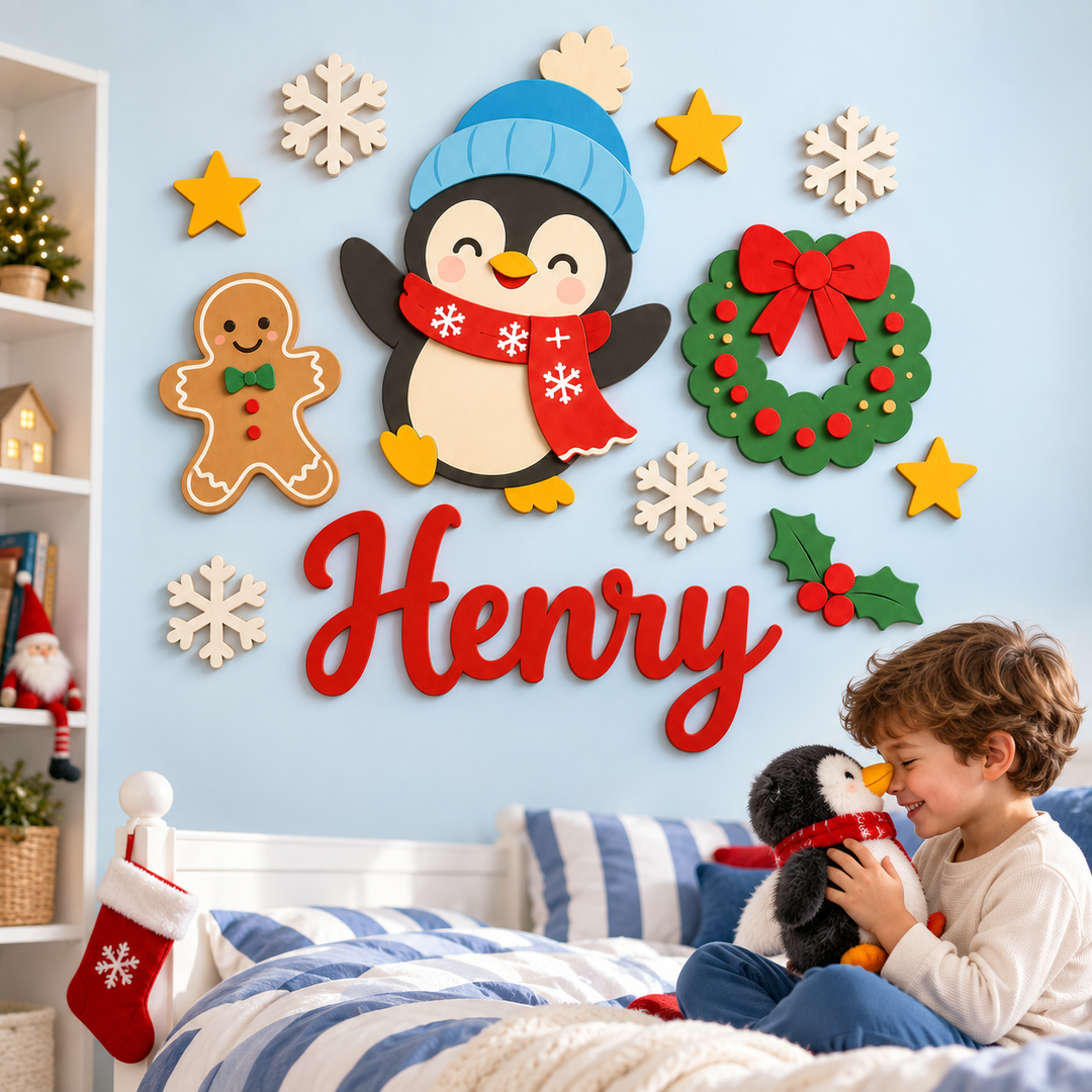 Personalized Christmas Nursery Name Sign Woodemon