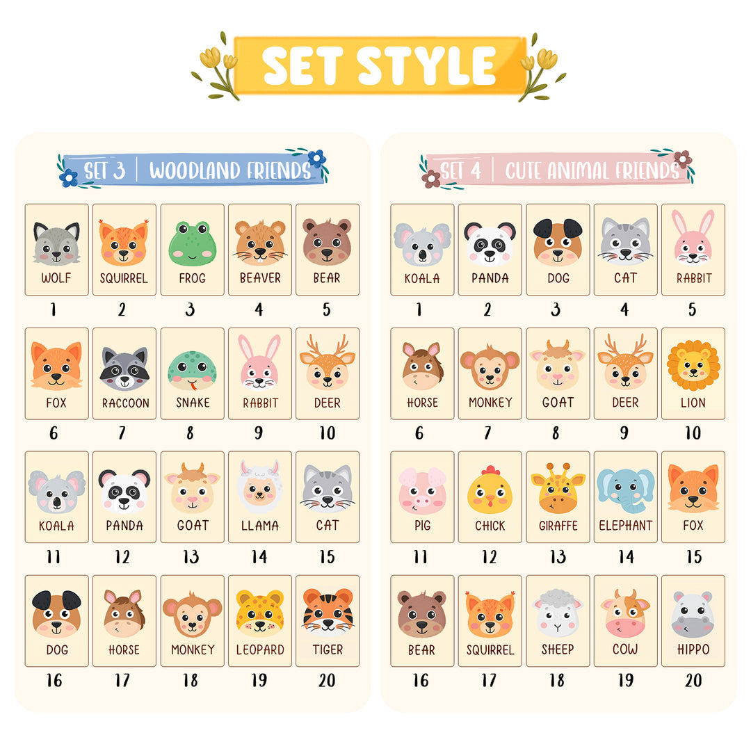 Personalized Wooden Animal Memory Matching Game for Kids 20 Animal Pairs Woodemon