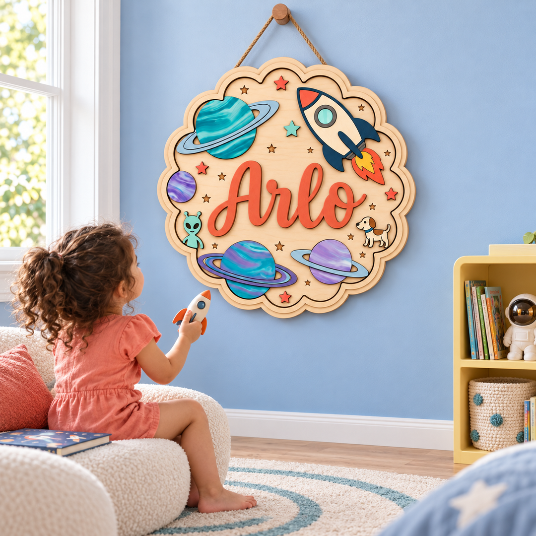Personalized Kids Name Sign for Door & Wall Woodemon