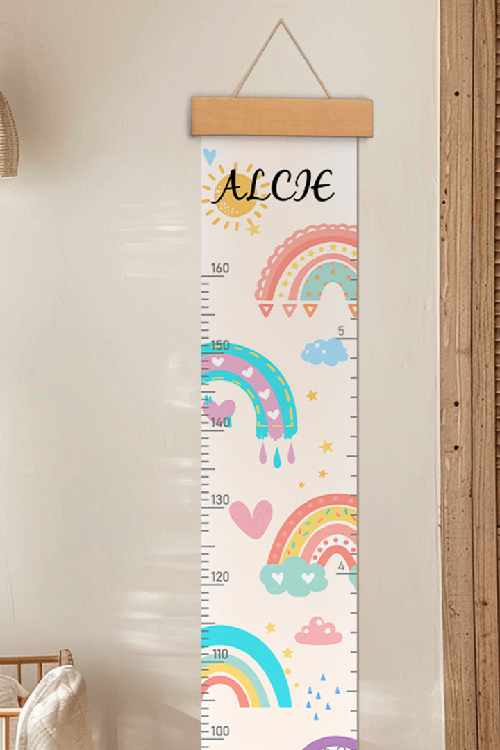 Personalized Sunshine and Rainbow Hanging Canvas Height Ruler