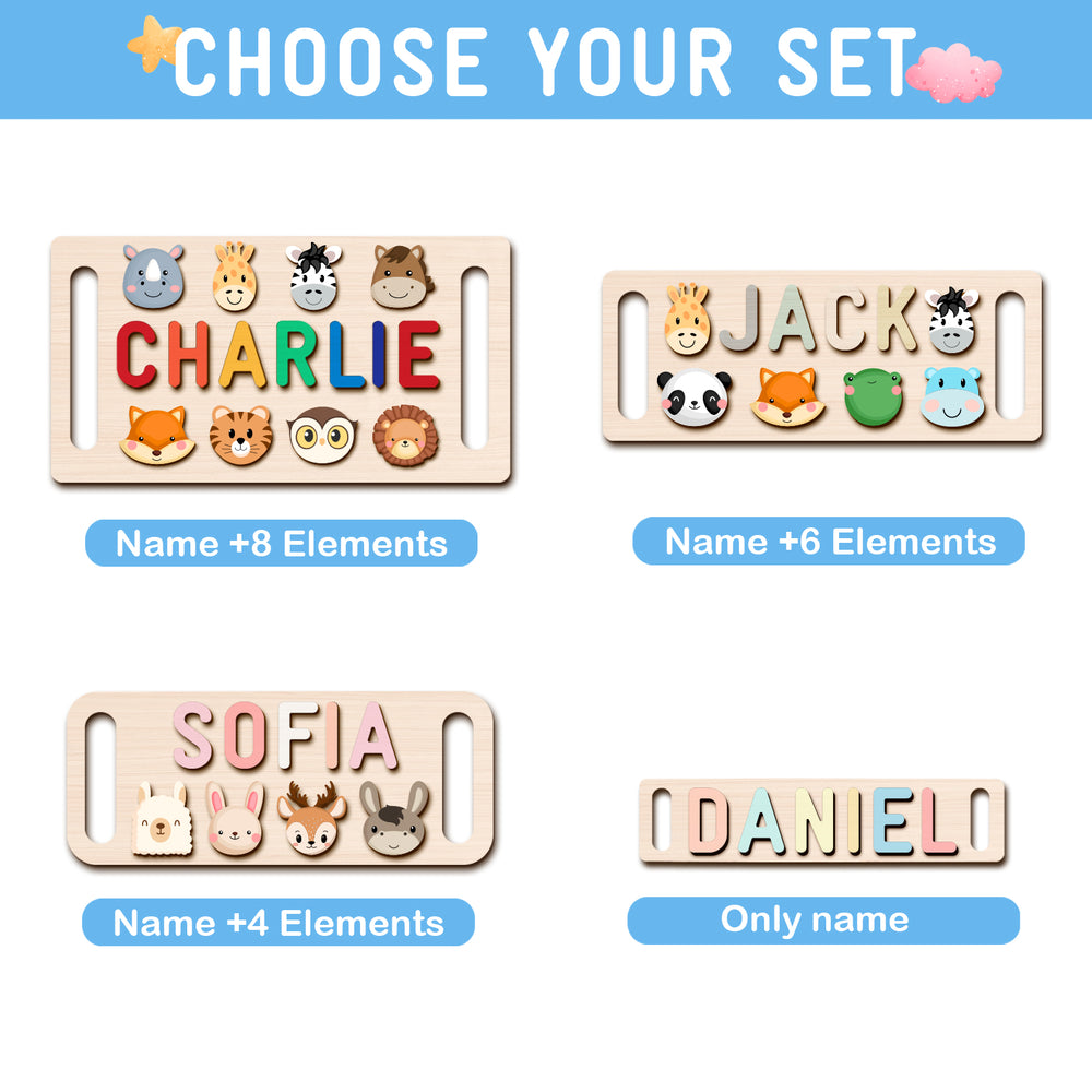 Personalised Wooden Baby Name Puzzle with Handle Product Name: Personalized Wooden Name Puzzle For Baby Gift Material: Eco-Friendly Plywood BasswoodLetters Available: Up to 10Engraving Messages: AvailableNon-Toxic: YesNon-Harmful: Yes Color: Pastel-boy; P