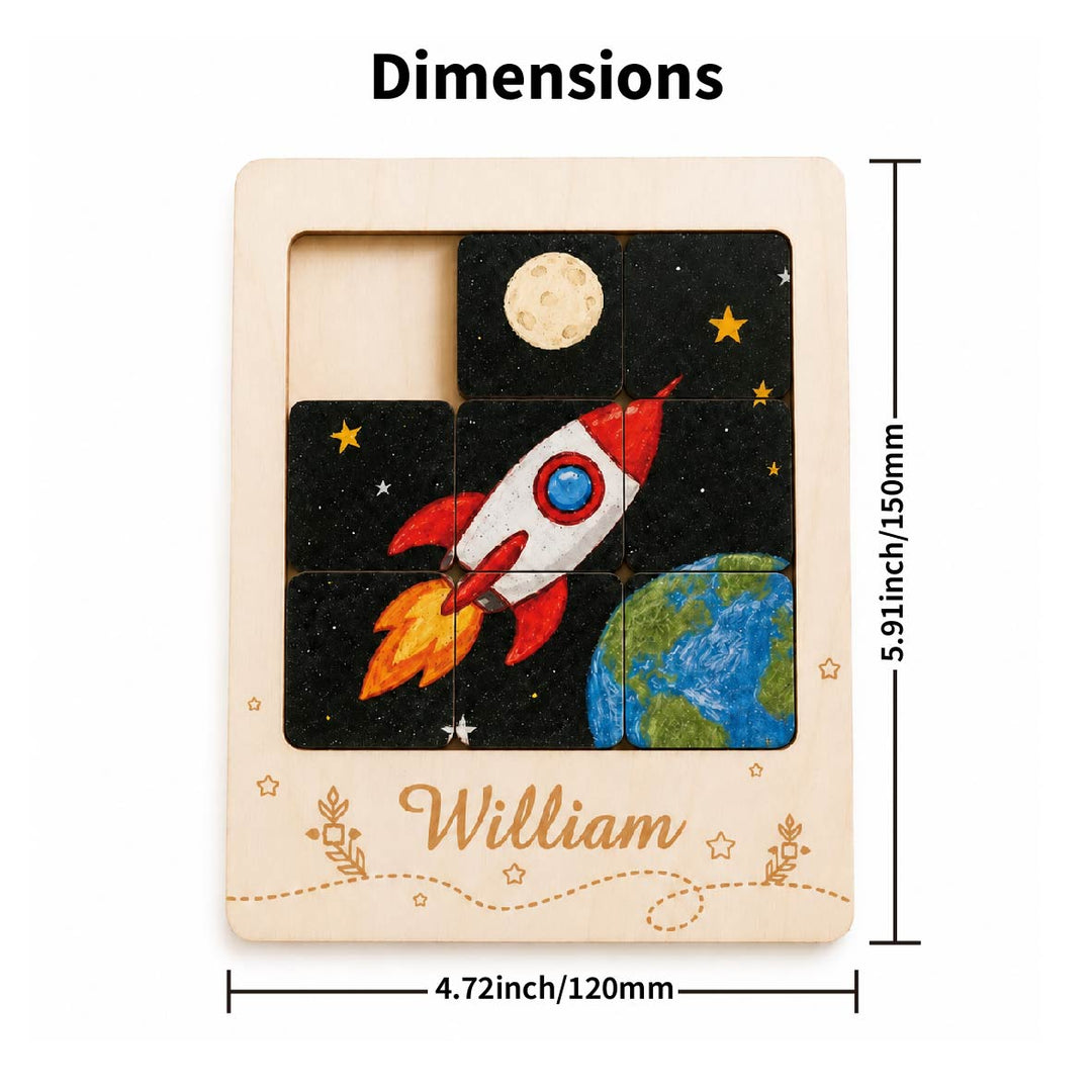 Personalized Wooden Name Sliding Puzzle for Kids Woodemon