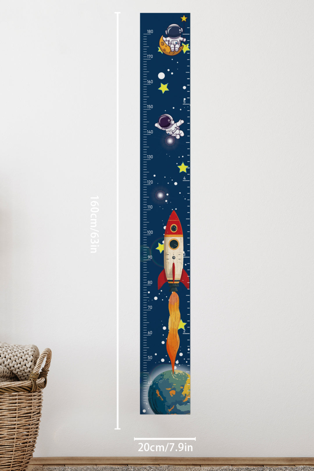 Space Adventure Rocket Growth Chart Wall Decal