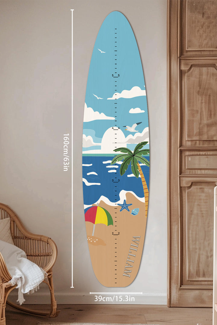 Personalized Wooden Surfboard Growth Chart Ruler