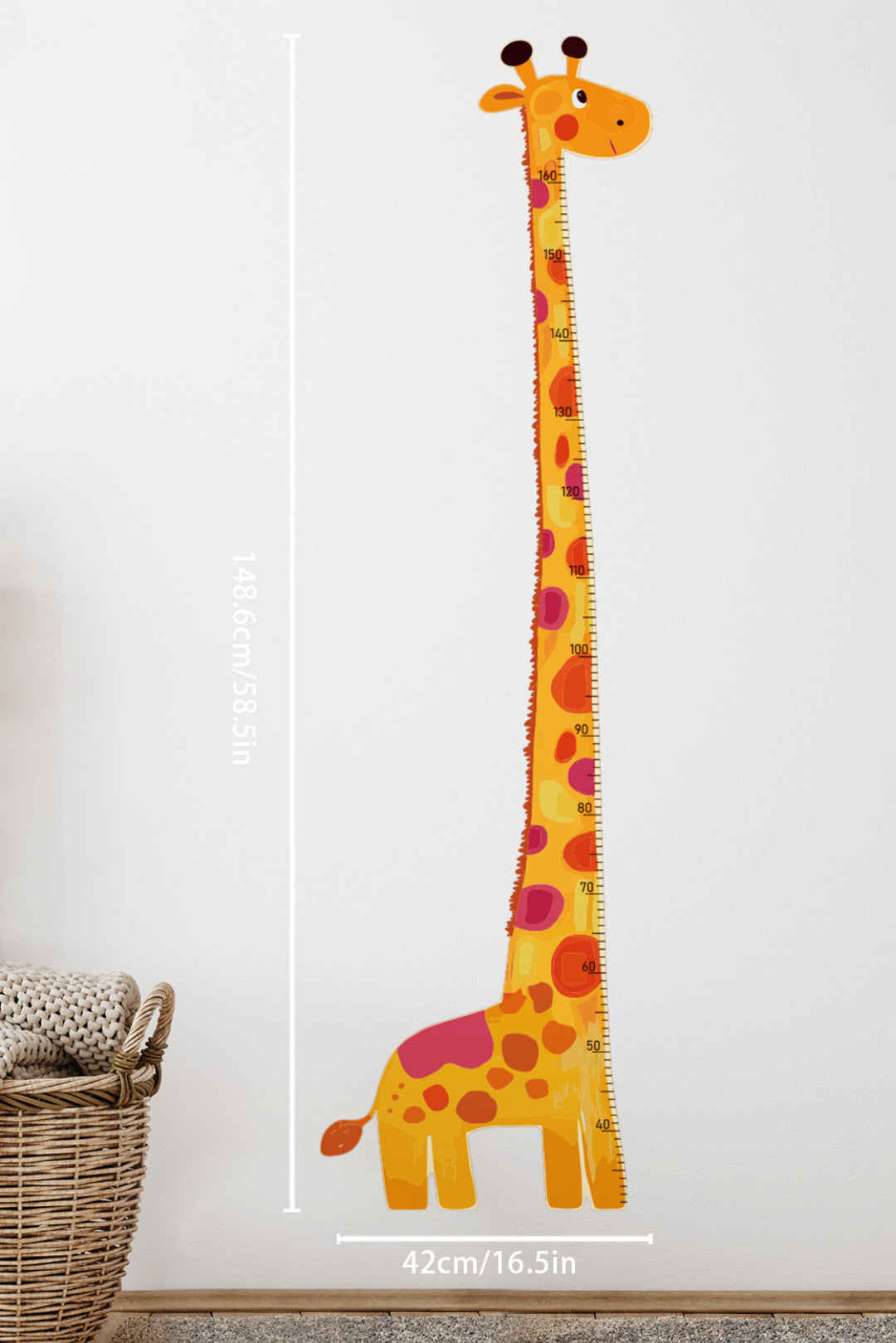 Colorful Giraffe Growth Chart Wall Decal